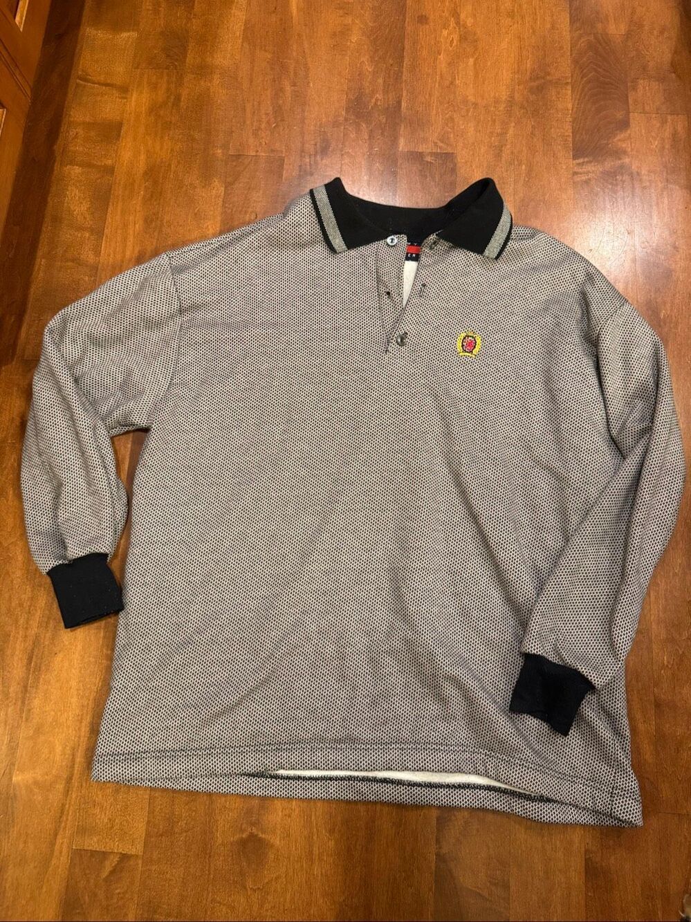 Vintage Y2K Tommy Hilfiger XL Fleece Pullover Sweater Crest Grunge Distressed